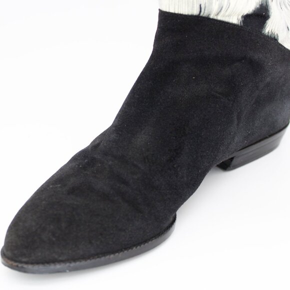 Stuart Weitzman Cow-Print Pony Hair Below the Knee Flat Boots - Picture 4 of 11